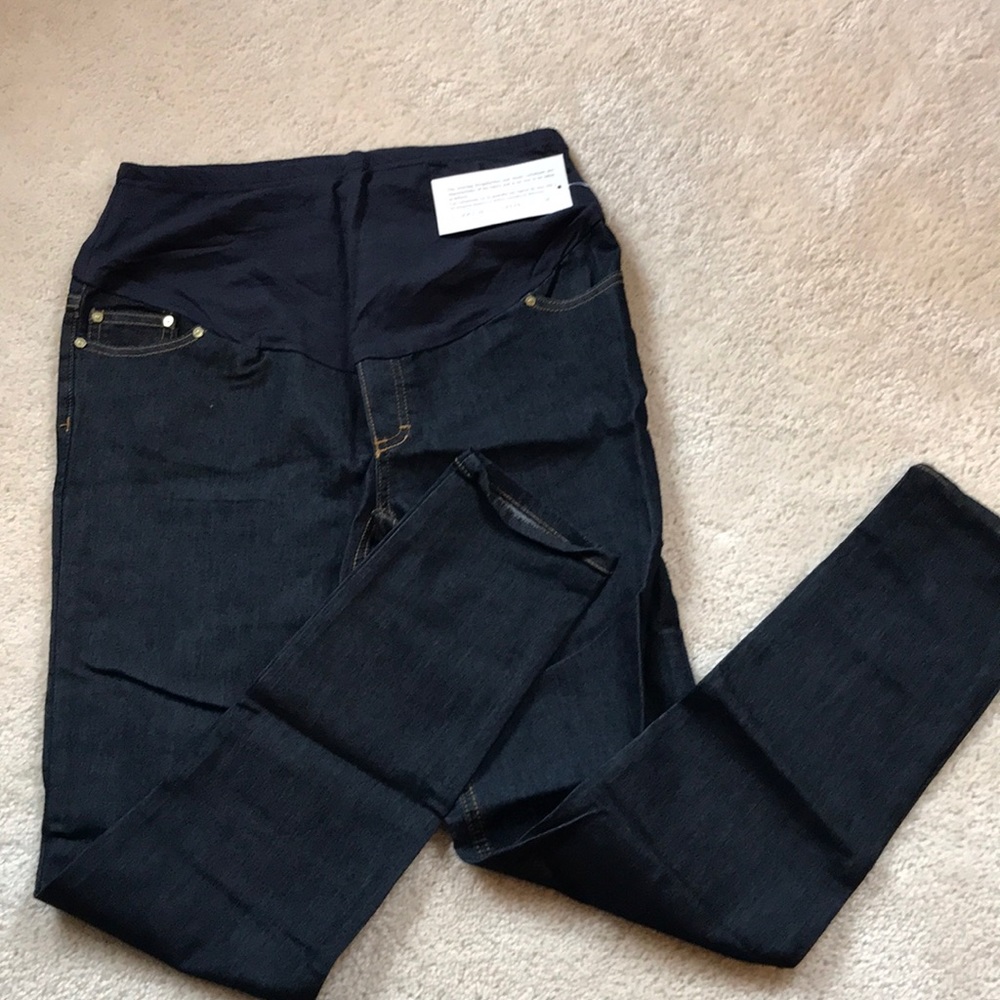 Oh! Mamma skinny leg maternity jeans with panel